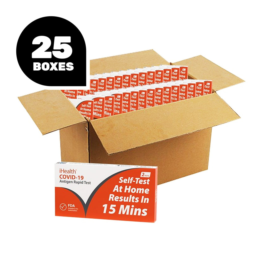 iHealth COVID-19 rapid self-test bulk package with 25 boxes