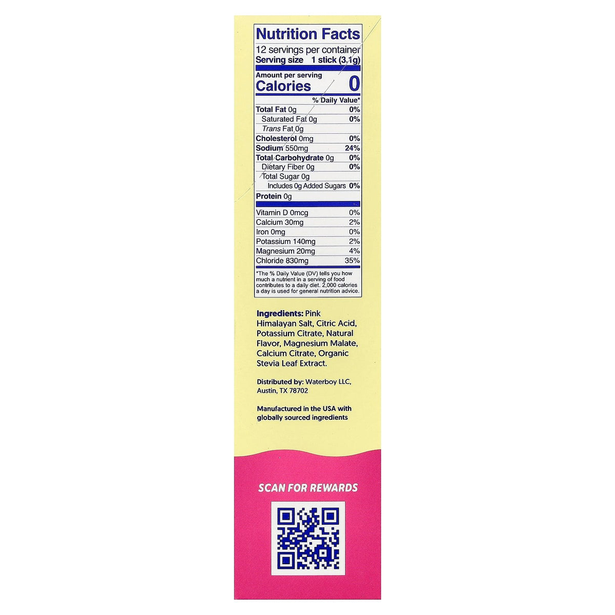 Waterboy Daily Hydration Electrolyte Drink Mix - 12 Sticks (Strawberry Lemonade)