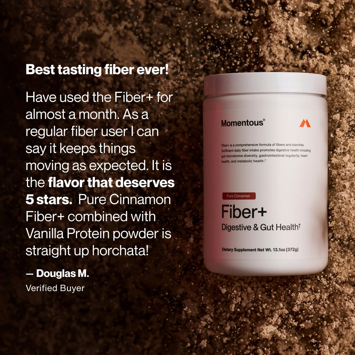 Momentous Fiber+ Prebiotic Fiber Powder (30 Serving Jar) - NSF Certified For Sport (Unflavored)