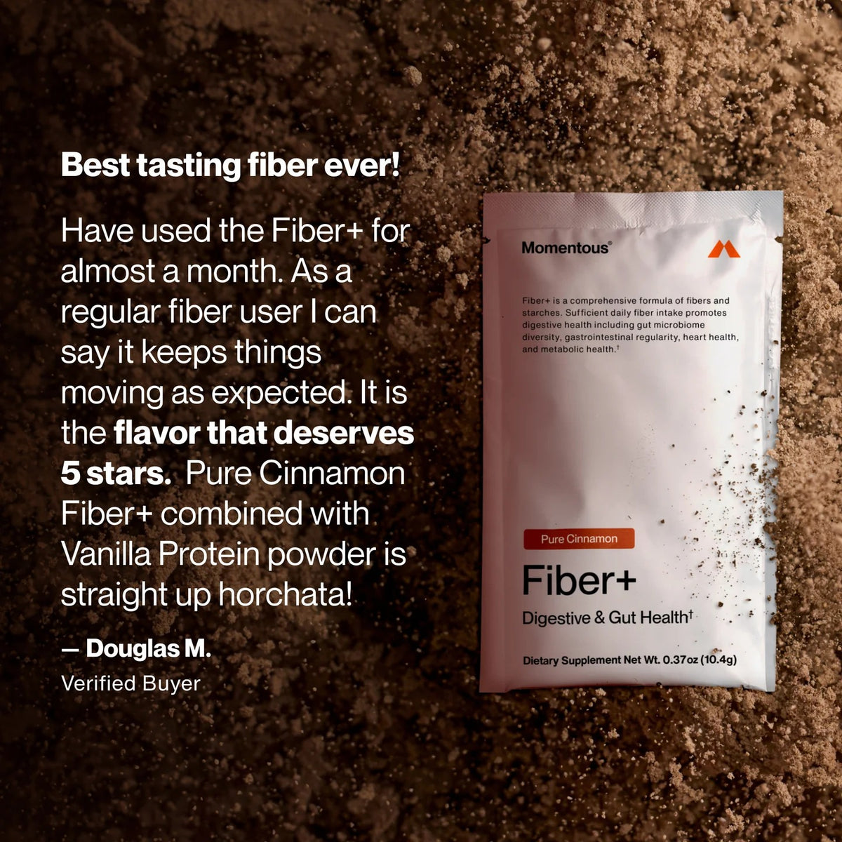 Momentous Fiber+ Prebiotic Fiber Powder (10-Travel-Packs) - NSF Certified For Sport