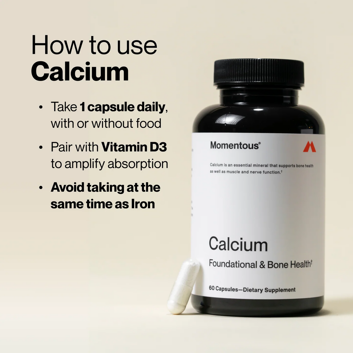 Momentous Calcium 250mg with DimaCal, Bone & Muscle Support | 60 Capsules