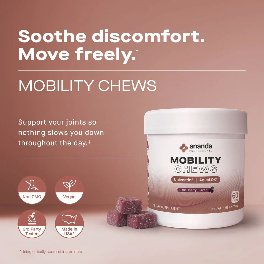Ananda Mobility Chews help soothe joint discomfort and support daily movement