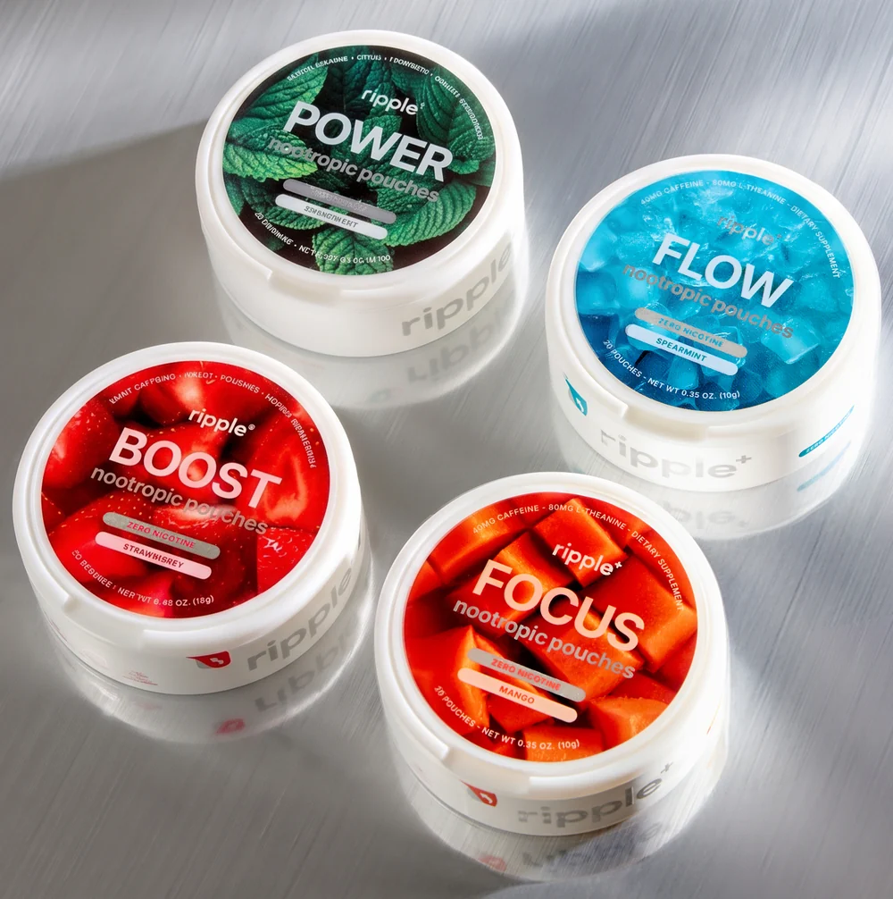 ripple⁺ Nootropic Pouches Caffeine & L-Theanine (Focus Mango)