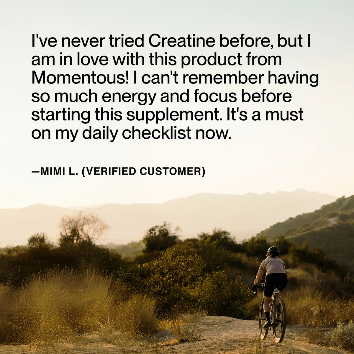 Customer testimonial about Momentous Creatine Monohydrate powder