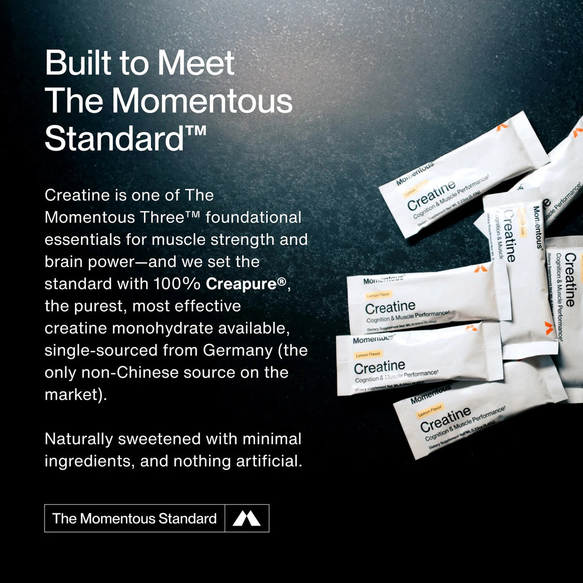 Momentous Creatine Monohydrate built to meet sports nutrition standards