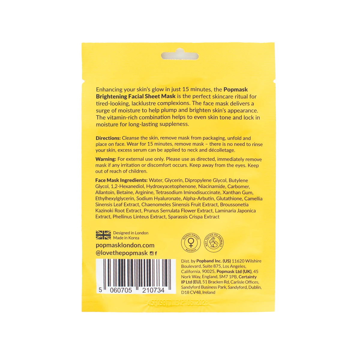 Popmask Brightening Facial Sheet Mask