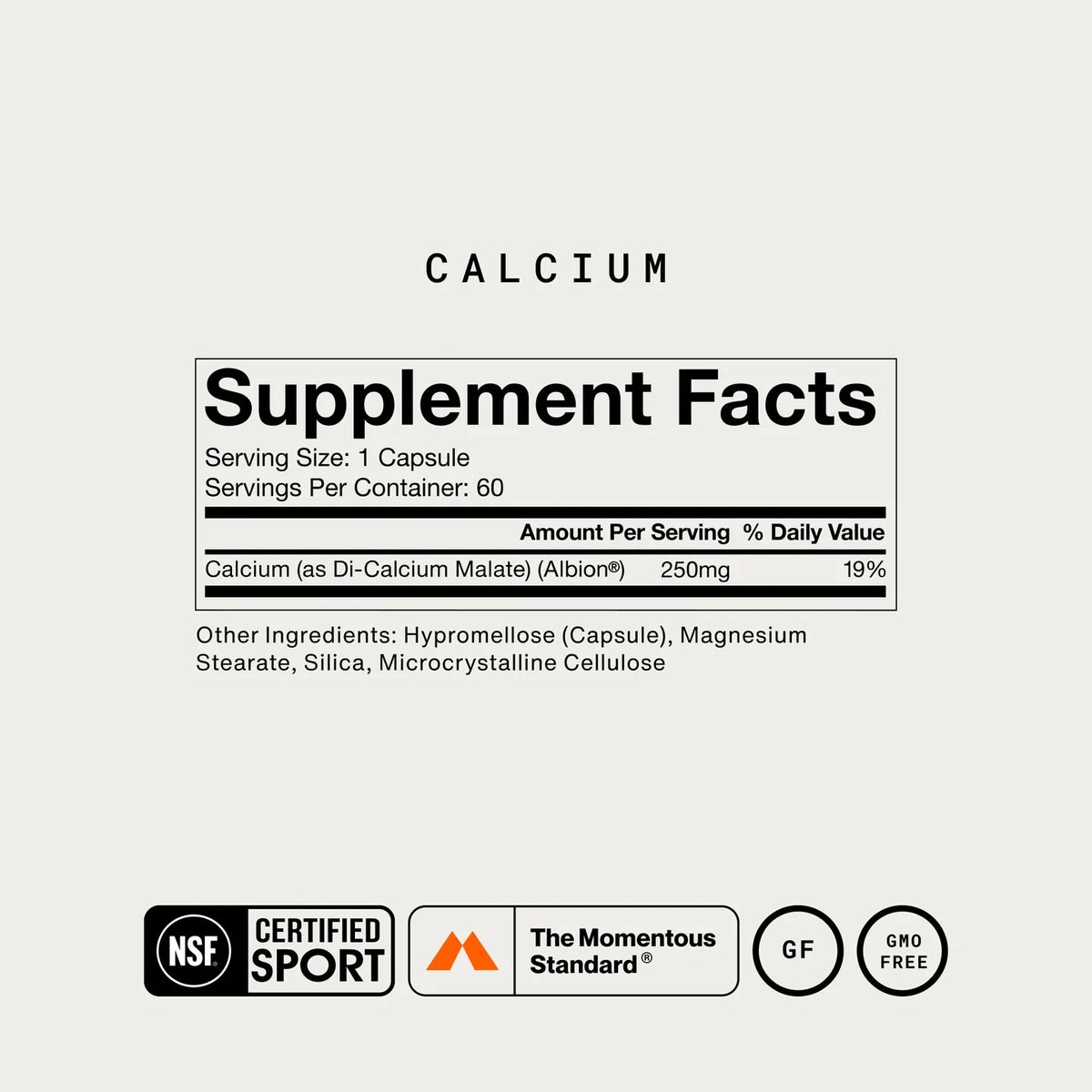 Momentous Calcium 250mg with DimaCal, Bone & Muscle Support | 60 Capsules