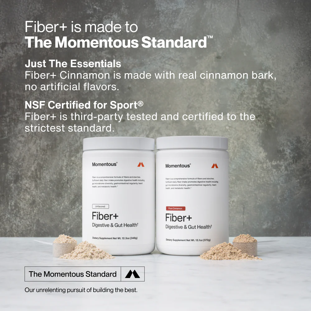 Momentous Fiber+ Prebiotic Fiber Powder (30 Serving Jar) - NSF Certified For Sport (Unflavored)