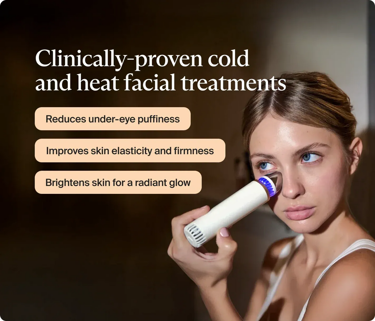 TheraFace Depuff cold and heat facial treatment device designed to reduce puffiness and refresh skin