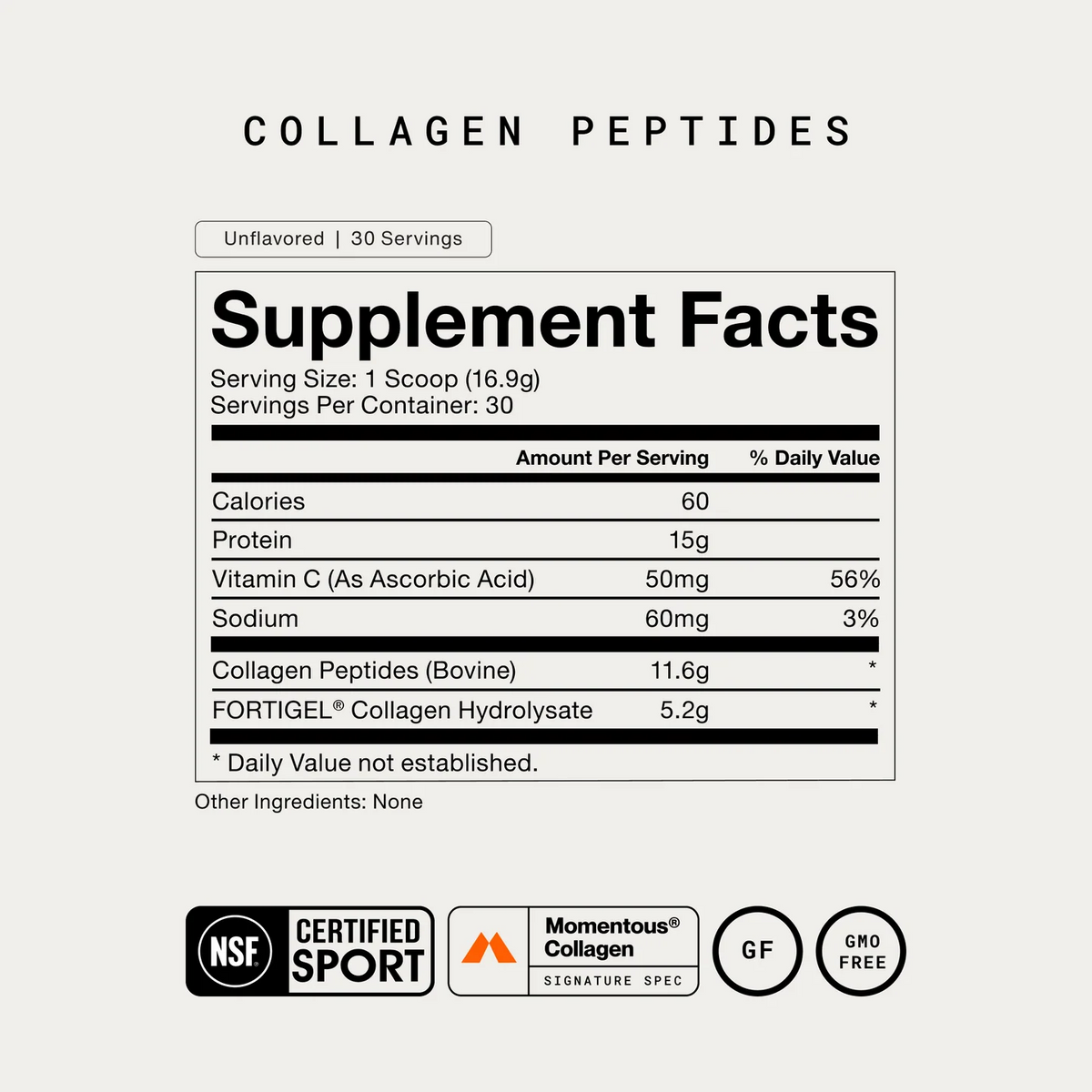 Momentous Grass-Fed Collagen Peptides (30 Serving Jar) - NSF Certified For Sport