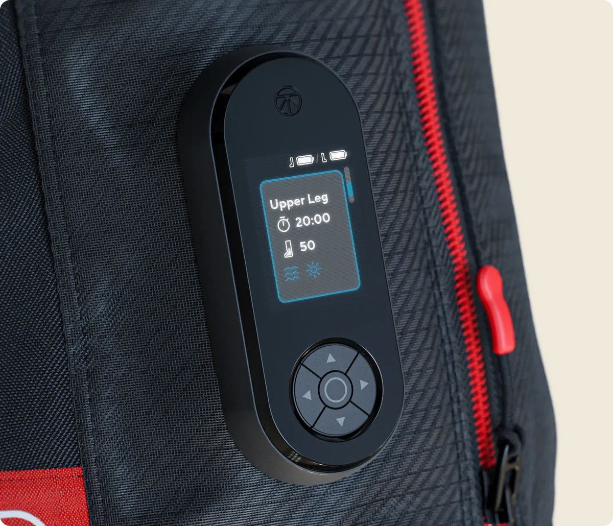Therabody JetBoots PRO Plus control panel showing wireless compression settings
