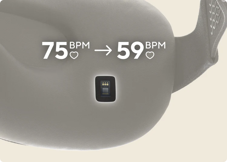 Therabody SmartGoggles 2nd Gen displaying heart rate tracking during a relaxation session