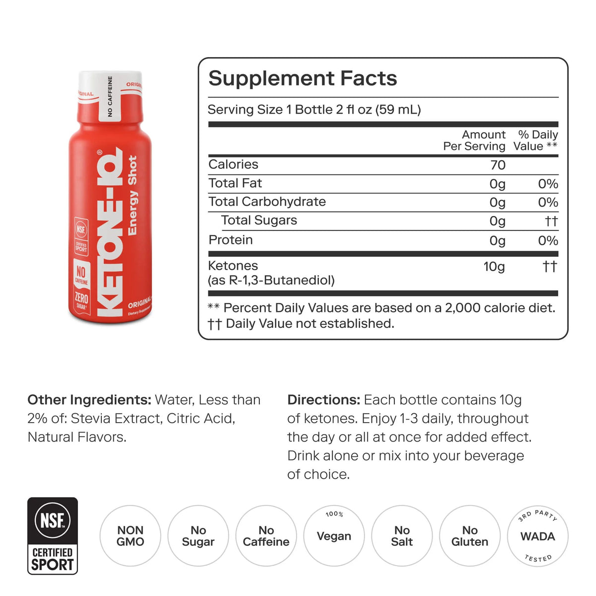 Ketone-IQ No Caffeine High Performance Energy Shot (Original)