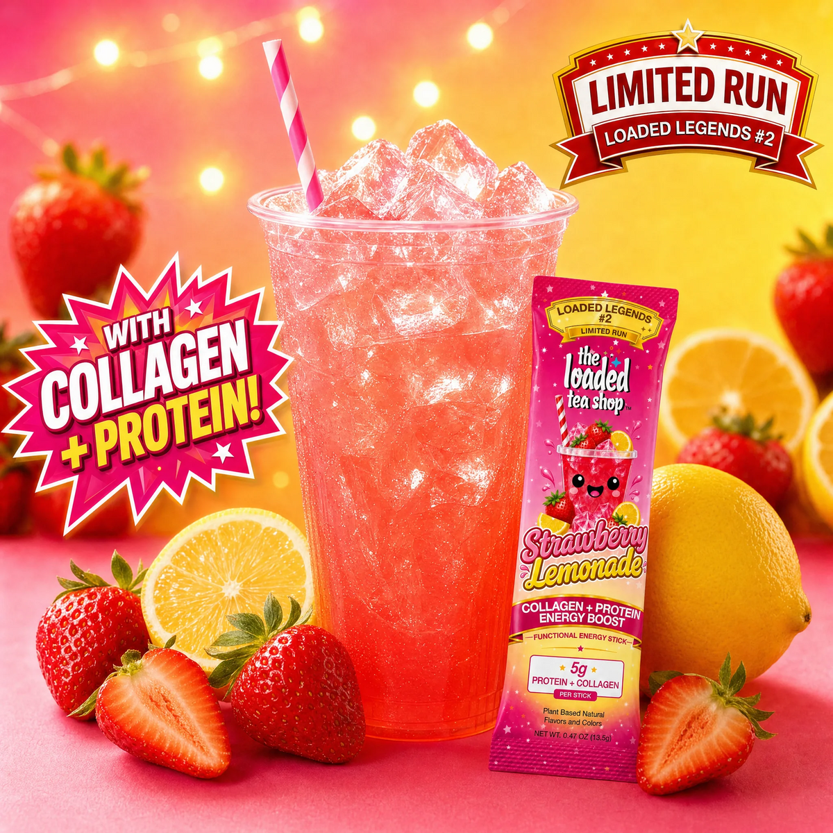The Loaded Tea Shop Functional Energy Tea Packs Strawberry Lemonade