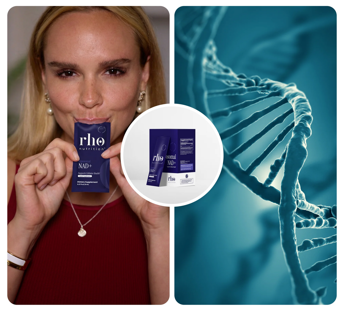 Rho Nutrition Liposomal NAD+ travel sachet with cellular energy and mitochondrial support