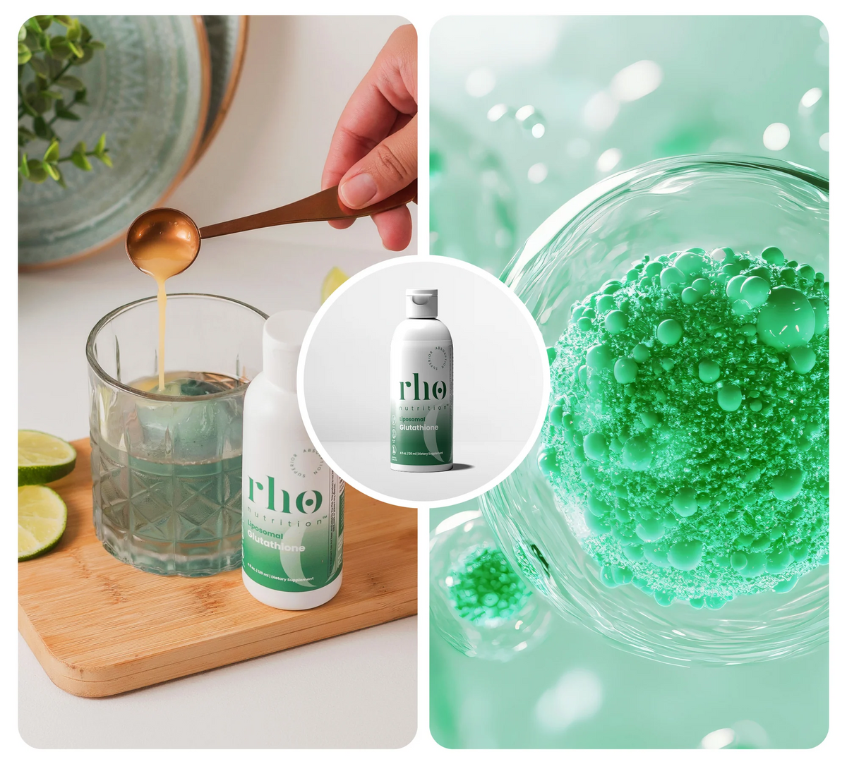 Rho Nutrition Liposomal Glutathione mixed in water