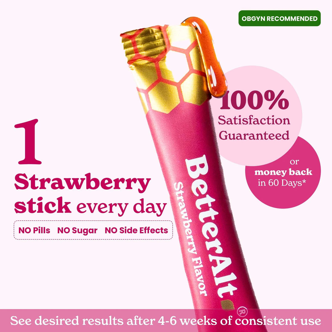 BetterAlt Women's SHE-Lajit Honey Sticks (Strawberry) - 30 Sticks