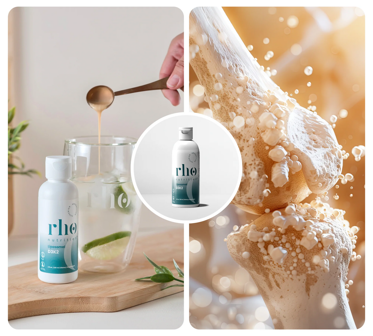 Rho Nutrition Liposomal D3K2 with vitamin D3K2 supports bone and cardiovascular health