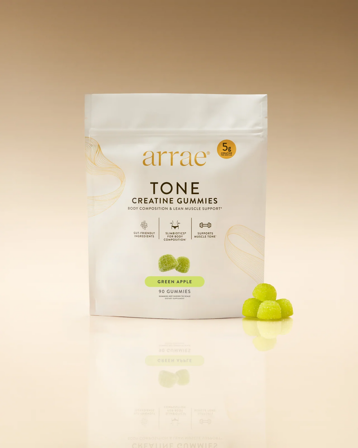 Arrae Tone Creatine Gummies – Green Apple, 60 Gummies