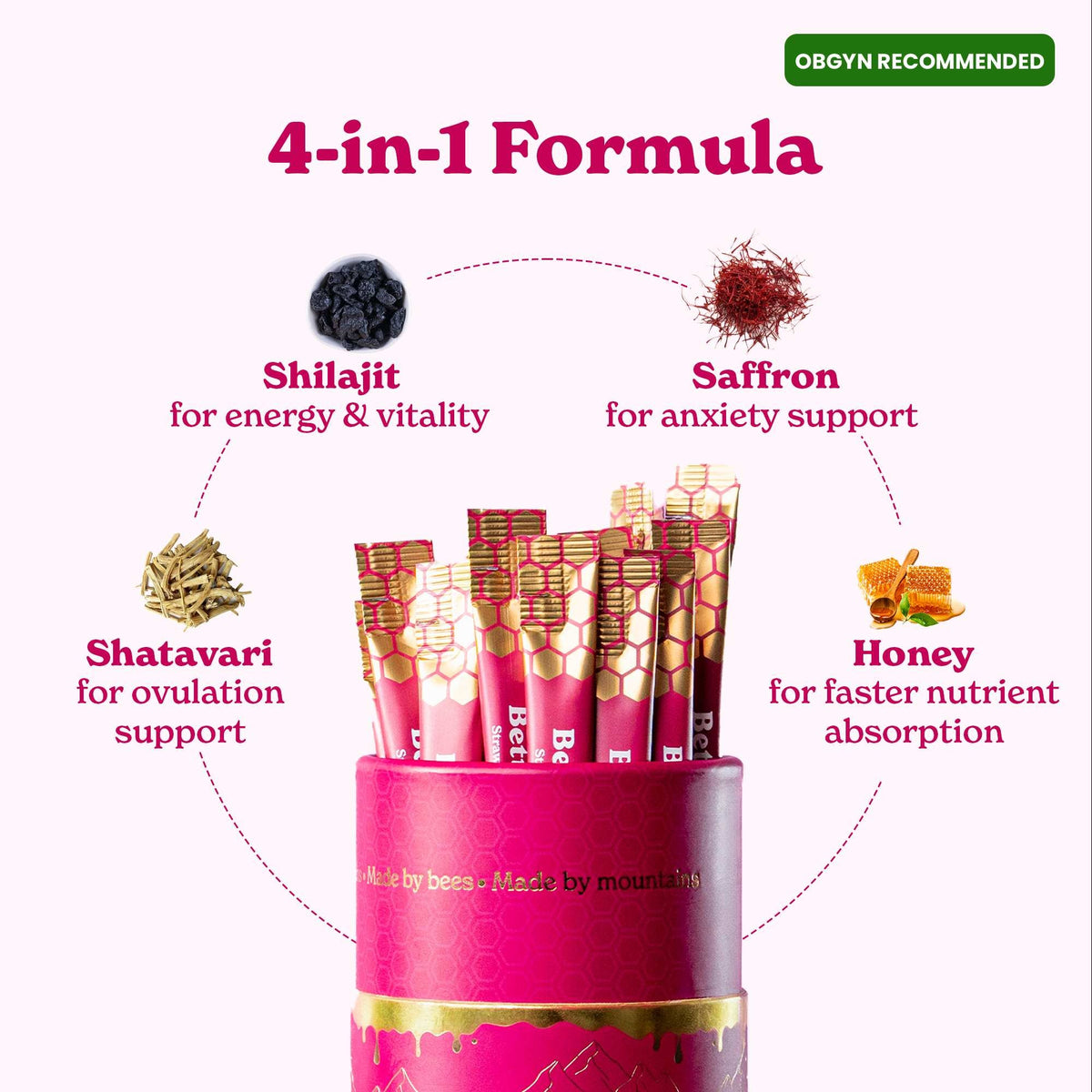 4 in 1 formula shilajit honey sticks women supplement