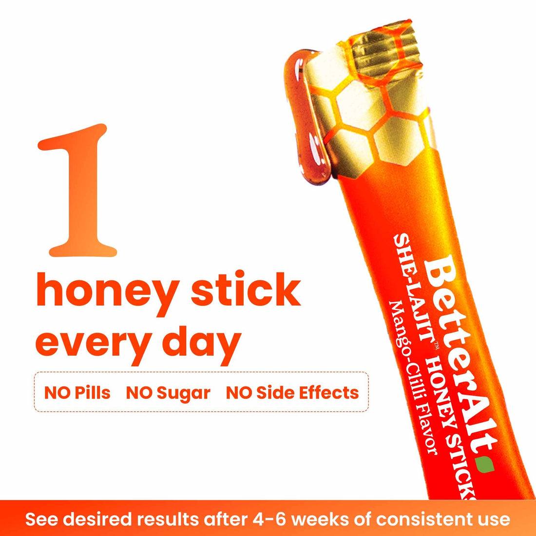 BetterAlt Women's SHE-Lajit Honey Sticks for Hormonal Balance & Energy (Mango Chilli)