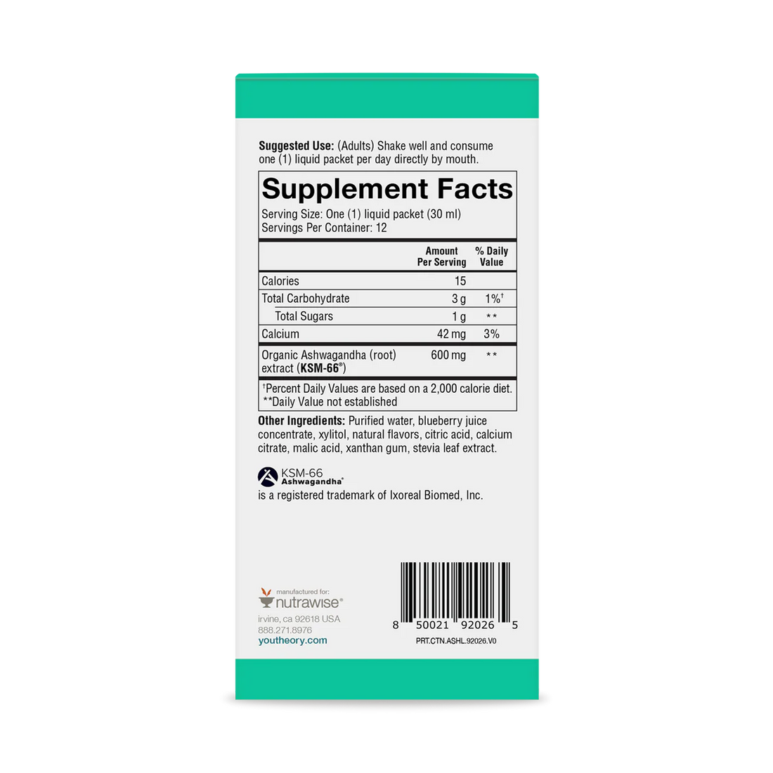 Youtheory® Ashwagandha Liquid (600mg) Stress Support Supplement