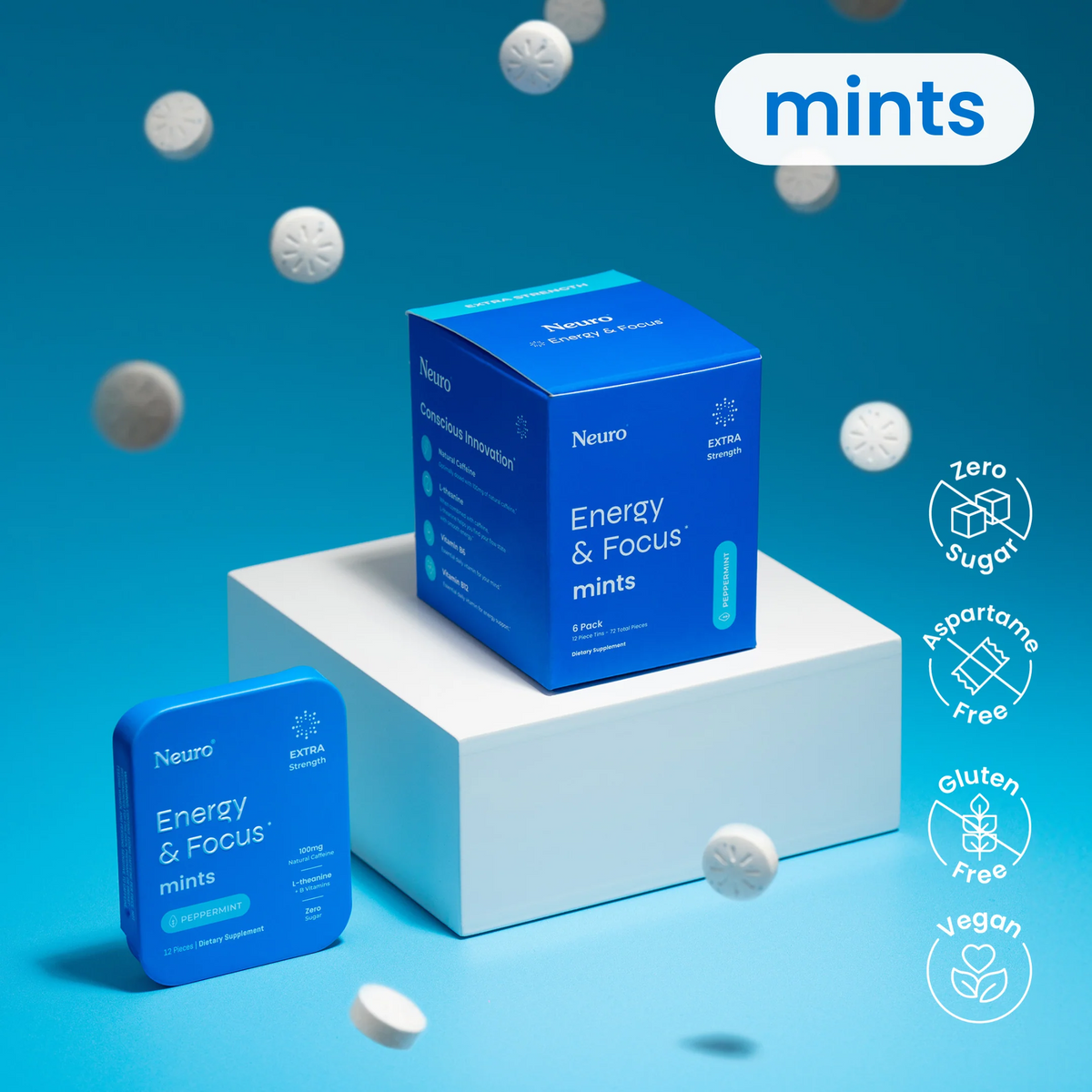 Neuro Extra Strength Energy & Focus™ Mints (Peppermint)
