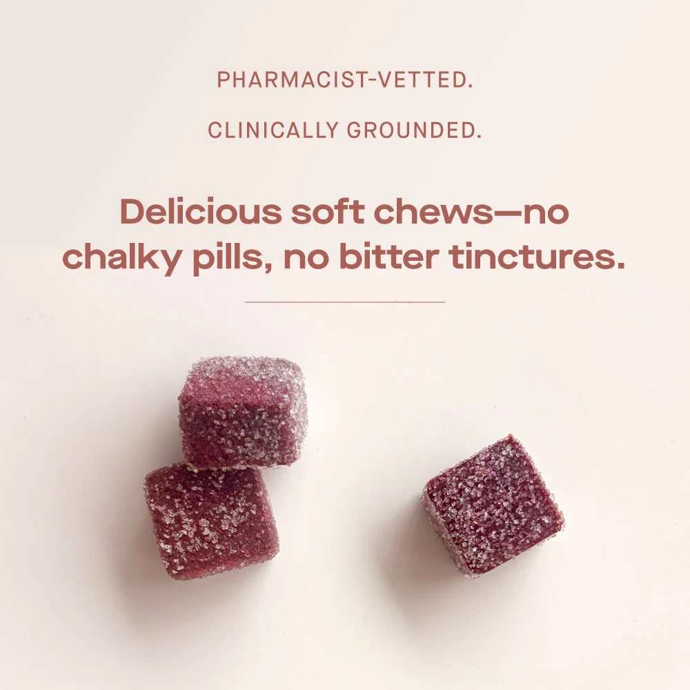 Mobility support soft chews with black cherry flavor for daily joint health