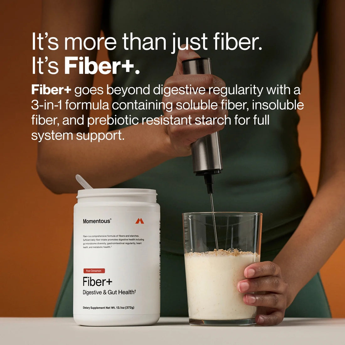 Momentous Fiber+ Prebiotic Fiber Powder (30 Serving Jar) - NSF Certified For Sport (Unflavored)