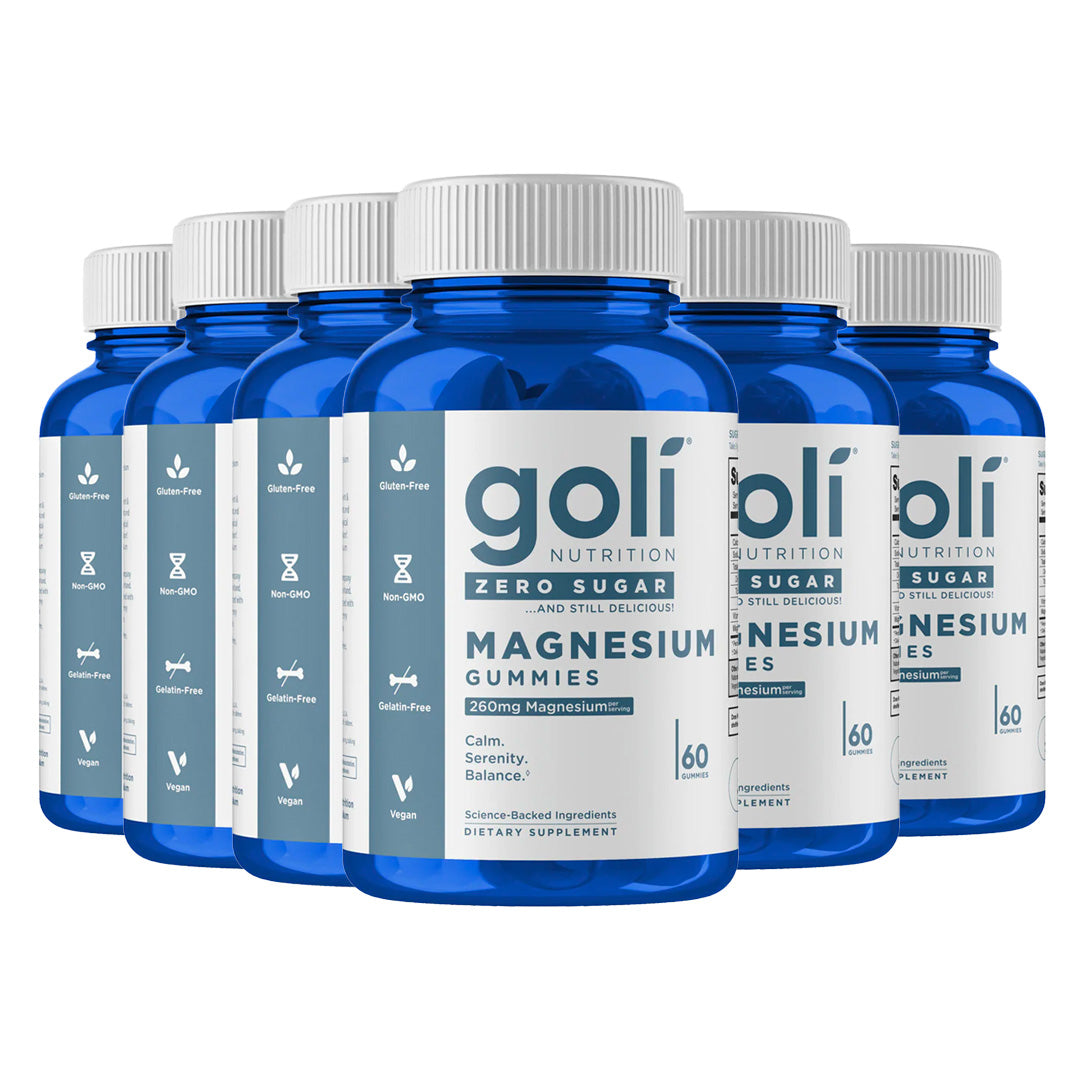  Goli Magnesium Gummies zero sugar dietary supplements (6 Pack)