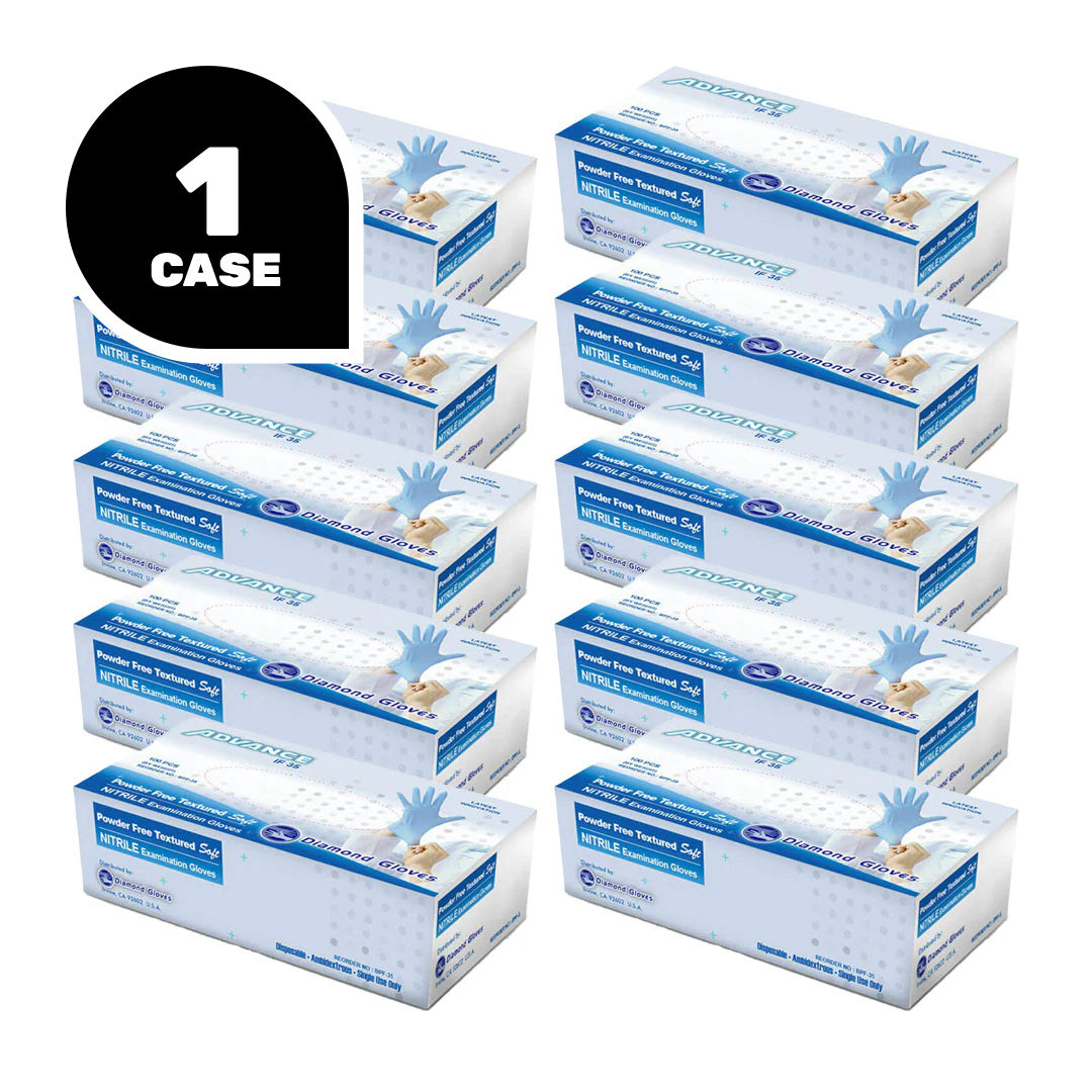 Diamond Gloves IF35 Exam Powder Free Blue Nitrile Gloves