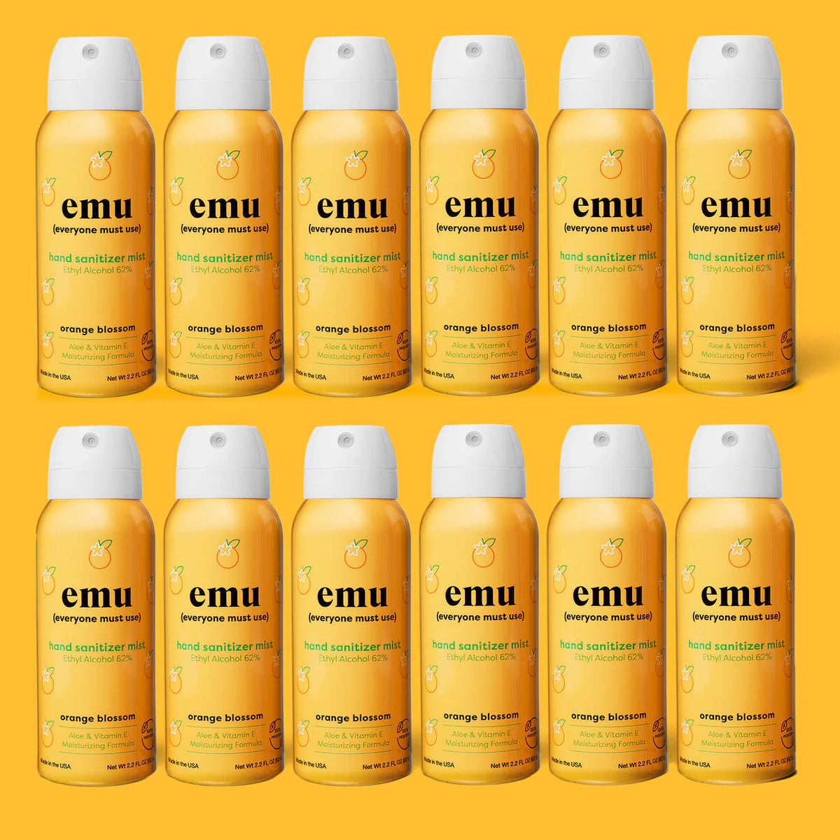 EMU orange blossam scented hand sanitizer spray (12 Pack)