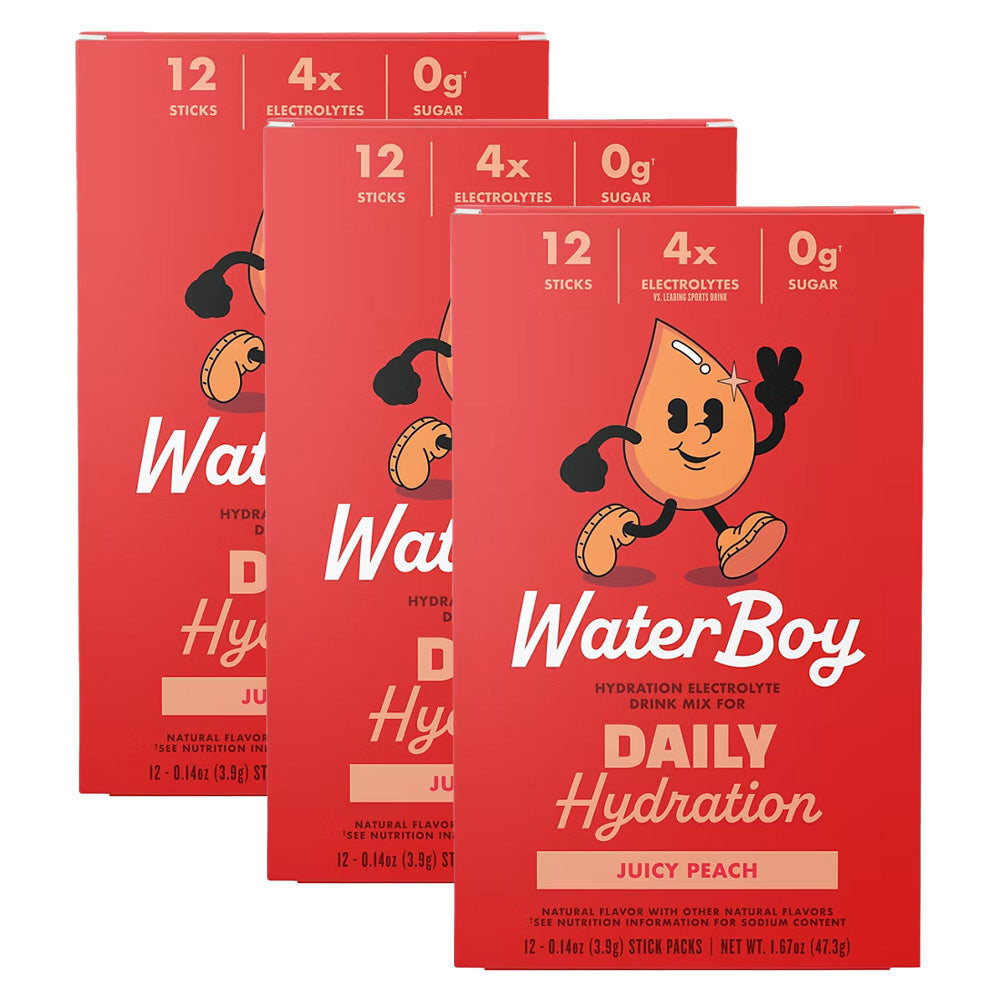 Waterboy Daily Hydration Electrolyte Drink Mix - 12 Sticks (Juicy Peach)