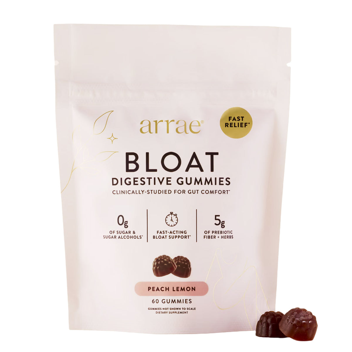 Arrae Bloat Digestive Gummies – Peach Lemon, 60 Gummies