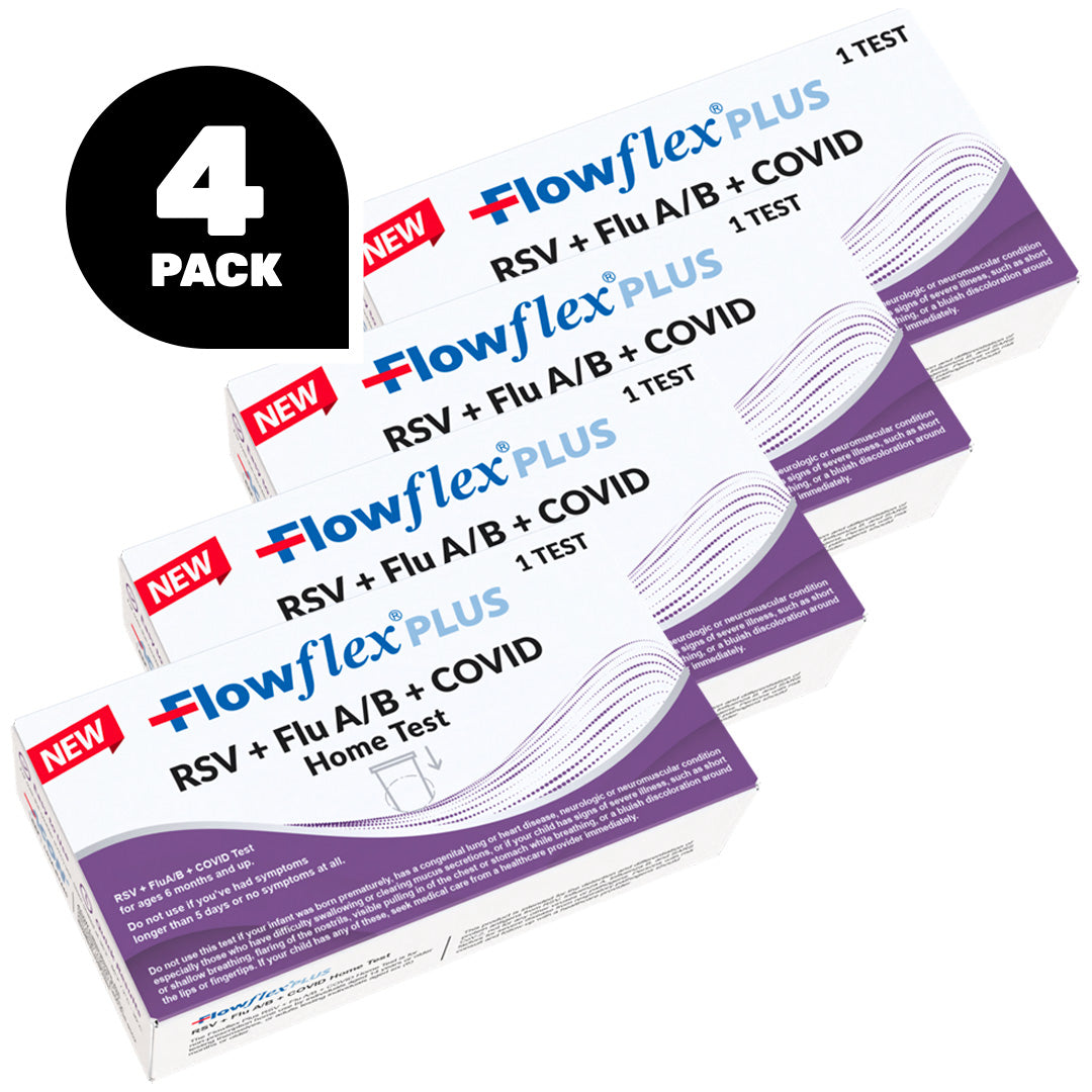 Flowflex PLUS RSV + Flu A/B + COVID Home Test Kit 4 Pack