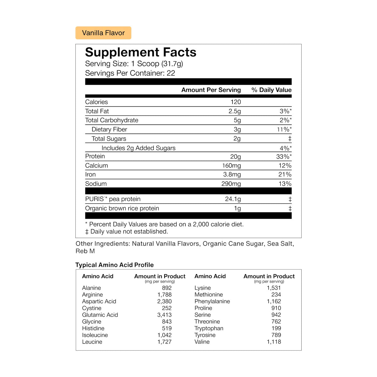 Momentous Plant Protein supplement facts and nutrition information
