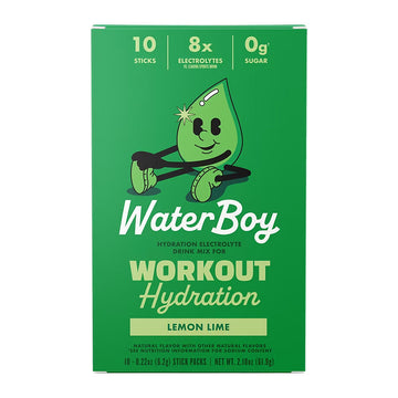 Waterboy Workout Hydration Electrolyte Drink Mix - 10 Sticks (Lemon Lime)