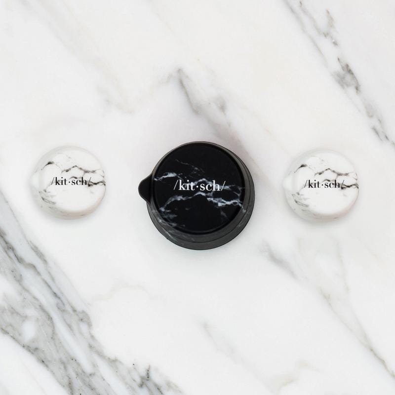 Kitsch Refillable Silicone Bottle & Jars Black & White Marble