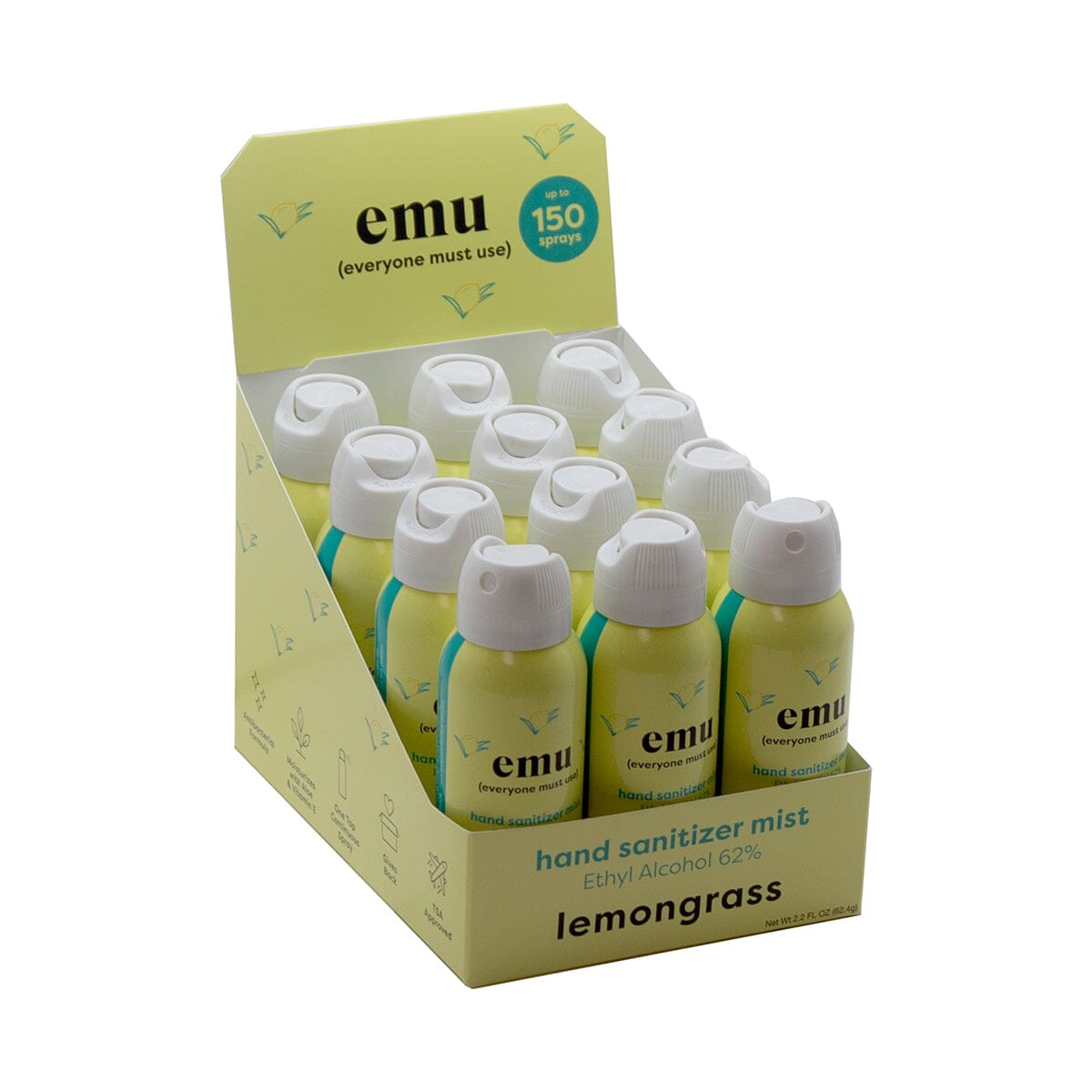 EMU lemon scented hand sanitizer bottle (12 Pack)